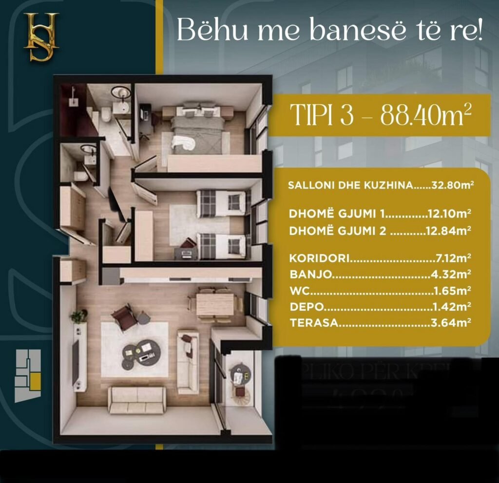 Shitet  banesa në Prizren 88.40 m2 – Hillside