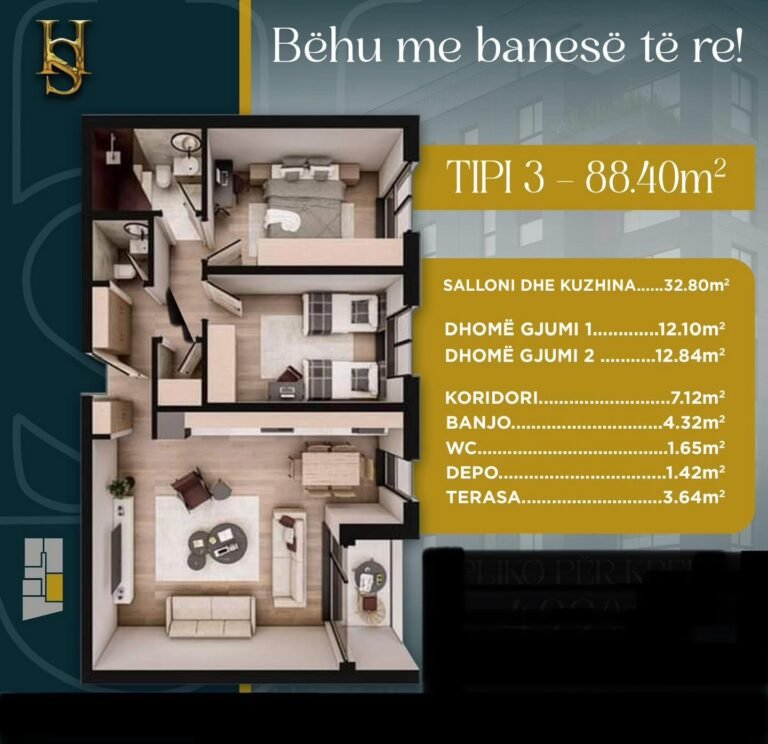 Shitet  banesa në Prizren 88.40 m2 - Hillside