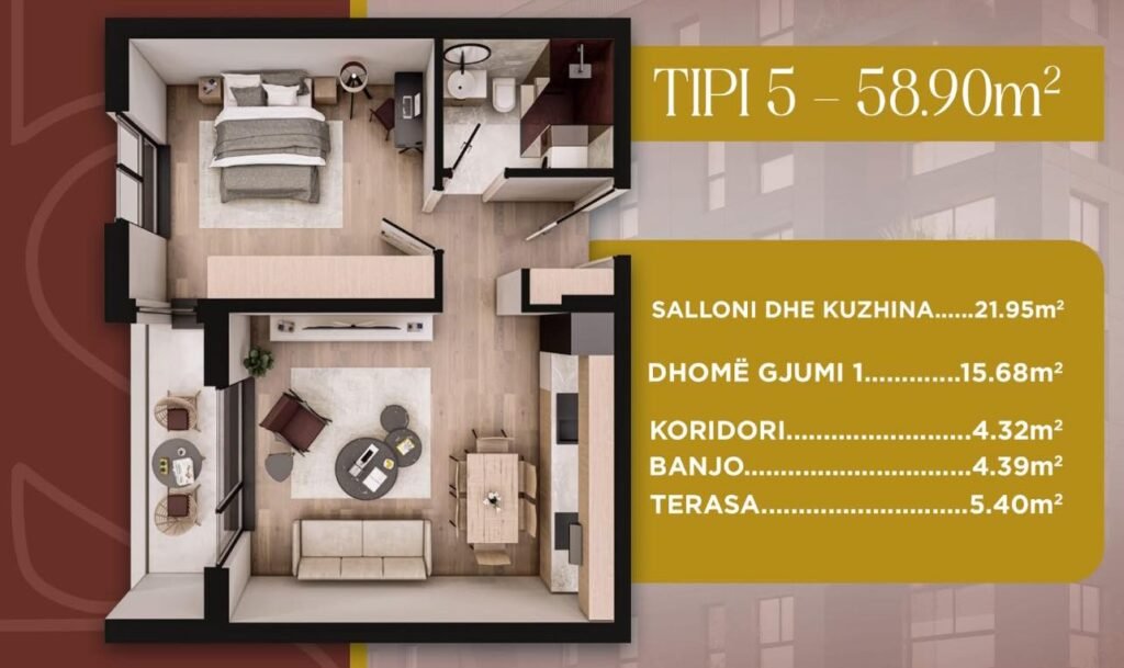 Shitet  banesa në Prizren 58.90 m² – Hillside