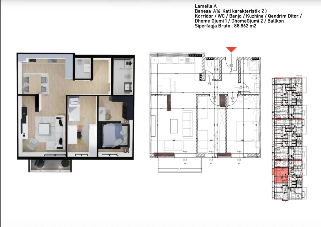 Shitet banesa 88.862 m², Prishtina e re – Polaris Select Residence