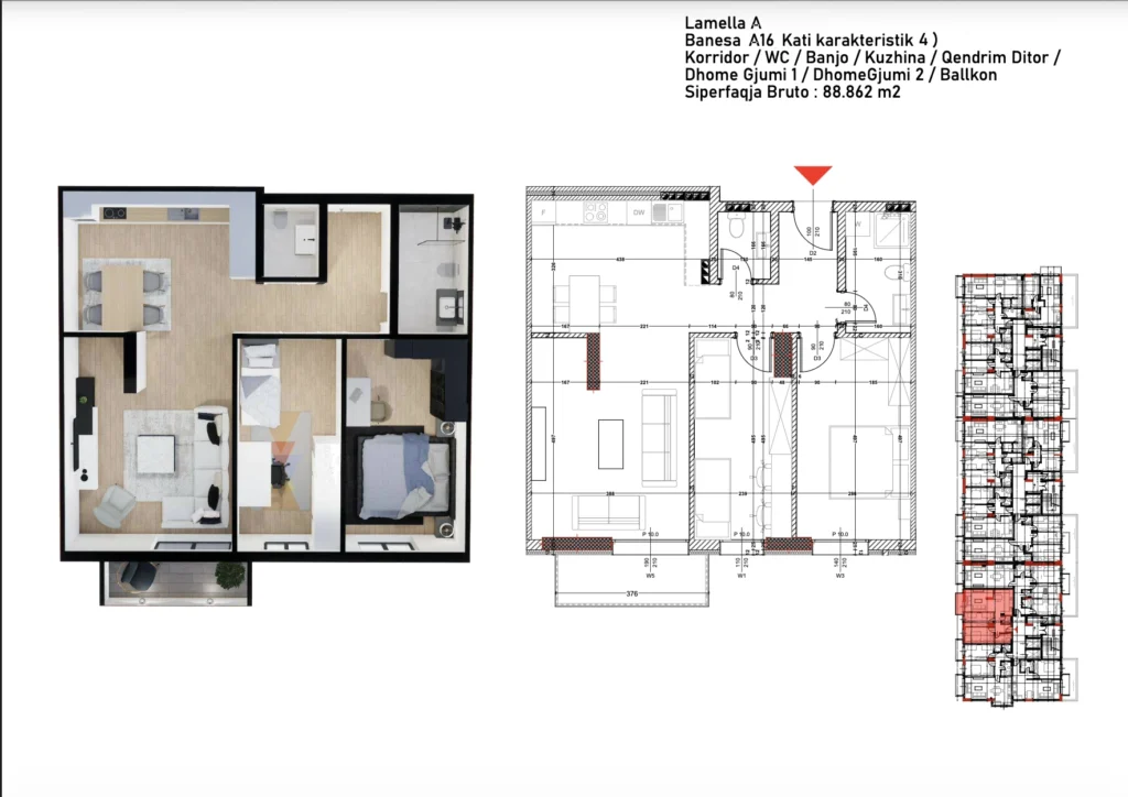 Shitet banesa 88.862 m², Prishtina e re – Polaris Select Residence