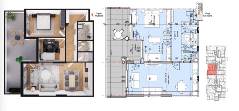 Banesa në shitje 71.79m² , Fushë Kosova Park Residence