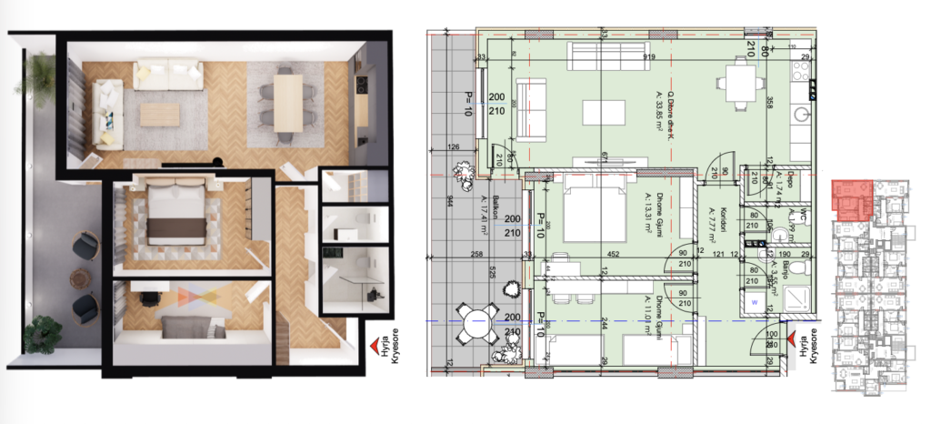 Banesa në shitje 71.79 m², Fushë Kosova Park Residence