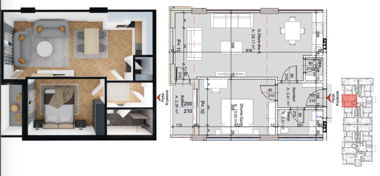 Banesa në shitje 60.81 m², Fushë Kosova Park Residence