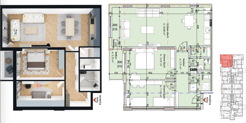 Banesa në shitje 88.09 m², Fushë Kosova Park Residence