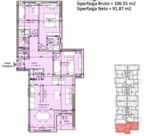 Banesa në shitje 106.91m² , Fushë Kosova Park Residence